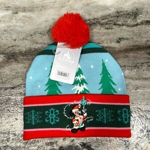 Disney Parks Kids Knit Winter Hat - Santa Mickey Mouse Holiday Beanie Pom NEW